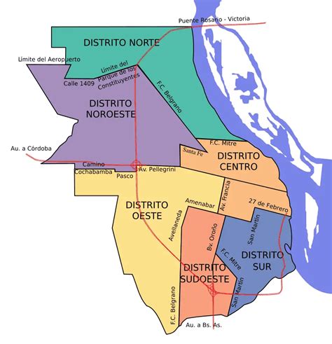 mapa rosario por distritos